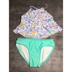 Girls 2 Piece Swimsuit Size 10/12 Breaking Waves Never Worn
